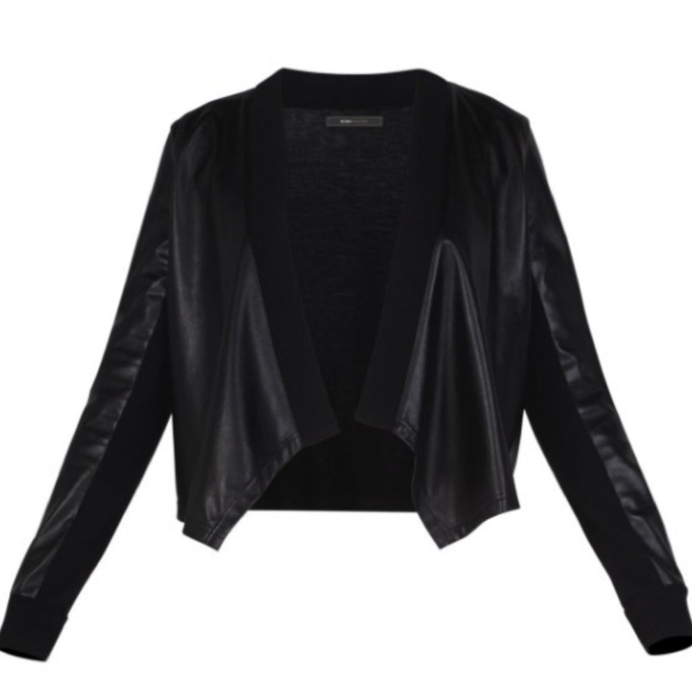 BCBG Max Azria Madilyn Pleather Cardigan- Size XS